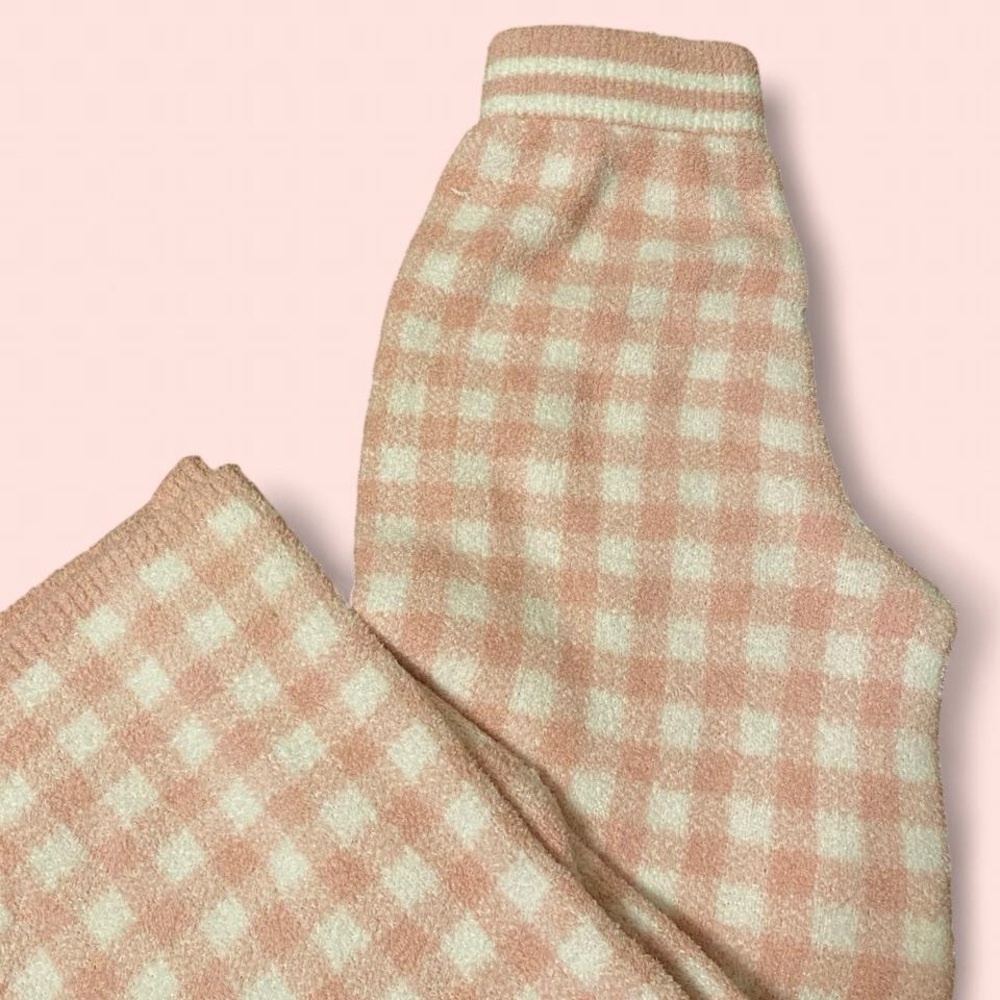 Pink and Cream Checkered Knit Pants